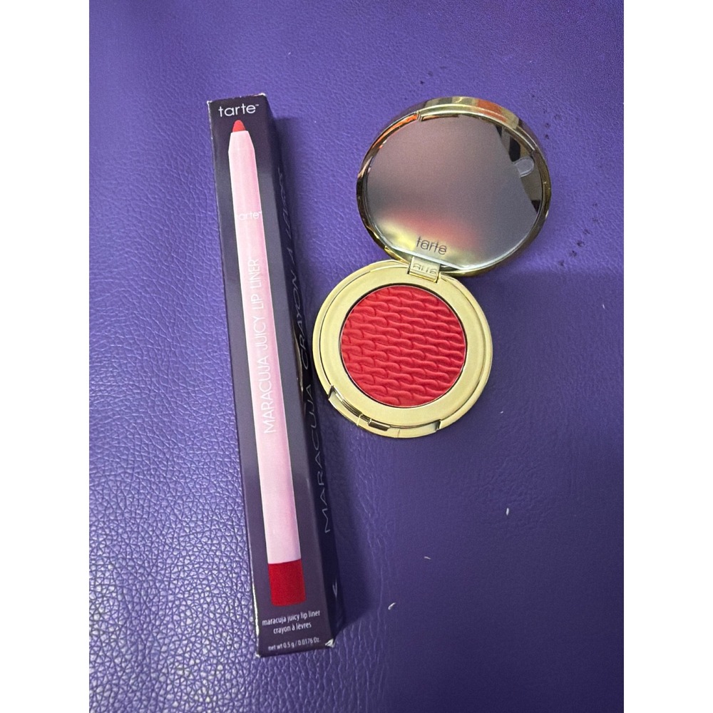 Tarte Maracuja Juicy Lip Liner & Amazonian Clay 12-Hour Blush Set Red New